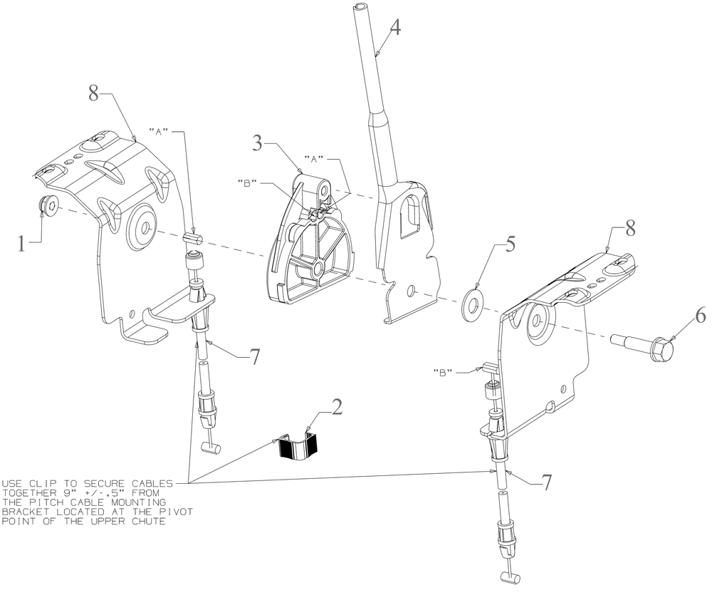 Chute Control Assembly Diagram and Parts List for 3X26-INCH (31AH5DVAB56)(2023) Cub Cadet Snow Blower